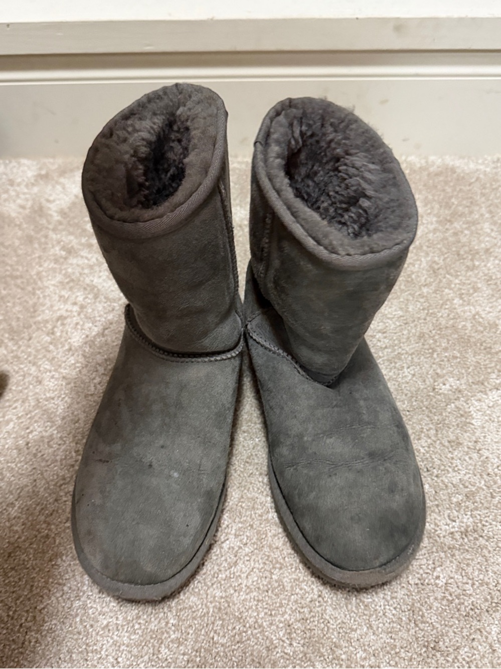 UGG Women's Gray Short Shearling Boots